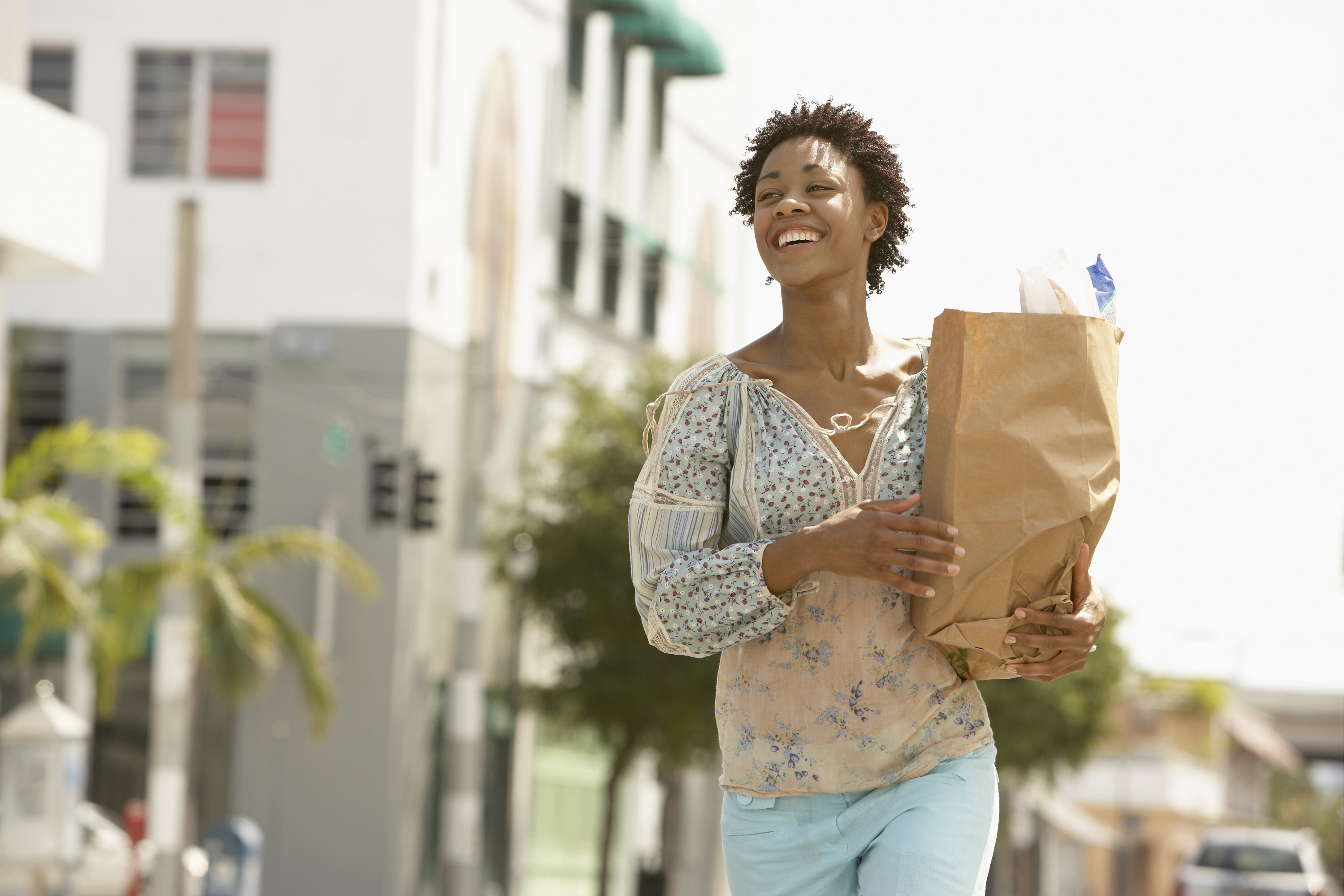 woman saving on groceries