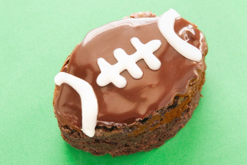 Brownie decorated as a football 